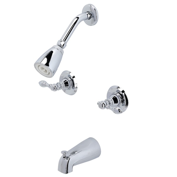 Tub and Shower Faucet, Polished Chrome, Wall Mount